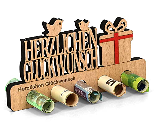 Giftota - Originelle Geburtstag Geldgeschenk Holz - Geldgeschenk Herzlichen Glückwunsch - Geschenke aus Holz - Geschenke Geldgeschenk für Freunde, Familie, Liebhaber von Giftota