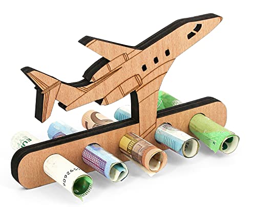 Giftota - Originelle Geburtstag Geldgeschenk Holz - Geldgeschenk für Reise, Flitterwochen - Flugzeug Geschenk - Geschenke aus Holz für Fliegen - Geschenke für Freunde, Familie, Liebhaber von Giftota