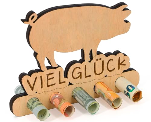 Giftota - Originelle Geburtstag Geldgeschenk Holz - Schwein Geldgeschenk - Geschenkidee Schwein - Geschenke aus Holz - Geschenke für Frauen & Männer von Giftota