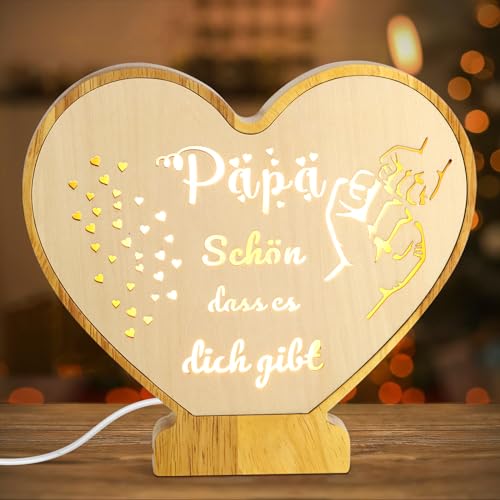 Giftota Papa Geschenk, Vatertagsgeschenk für Papa, LED Herz Nachtlicht aus Holz mit Schönen Sprüchen, Geburtstagsgeschenk für Papa, Thanksgiving, Weihnachten Gsgeschenk von Giftota