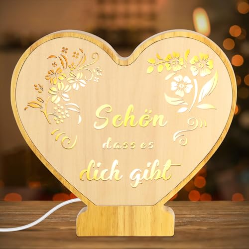 Giftota Personalisiertes Geburtstagsgeschenk Jahrestag, LED Herz Nachtlicht aus Holz mit Schönen Sprüchen, Geschenk für Familie, Freunde, Liebhaber von Giftota