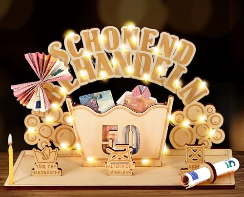 Giftota Witzige 50. Geburtstag Geldgeschenke Holz mit LED Lichterkette - Schonend Behandeln 50 - Geschenk 50 Geburtstag Mann Frau, 50 Geburtstag Deko Giftota Witzige 50. Geburtstag Geldgeschenke Holz mit LED Lichterkette - Schonend Behandeln 50 - Geschenk 50 Geburtstag Mann Frau, 50 Geburtstag Deko von Giftota