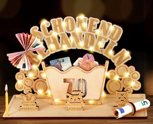 Giftota Witzige 70. Geburtstag Geldgeschenke Holz mit LED Lichterkette - Schonend Behandeln 70 - Geschenk 70 Geburtstag Mann Frau, 70 Geburtstag Deko Giftota Witzige 70. Geburtstag Geldgeschenke Holz mit LED Lichterkette - Schonend Behandeln 70 - Geschenk 70 Geburtstag Mann Frau, 70 Geburtstag Deko von Giftota
