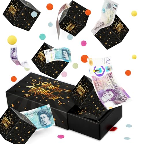 Happy Birthday Surprise Geschenkbox Explosion für Geld - Pop Up Explodierende Box mit Konfetti - Geburtstag Spardose für Bargeld Geschenk Lustig - Faltbare Hüpfende Geschenkbox Schwarz Gold für Kinder Happy Birthday Surprise Geschenkbox Explosion für Geld - Pop Up Explodierende Box mit Konfetti - Geburtstag Spardose für Bargeld Geschenk Lustig - Faltbare Hüpfende Geschenkbox Schwarz Gold für Kinder von Giftota