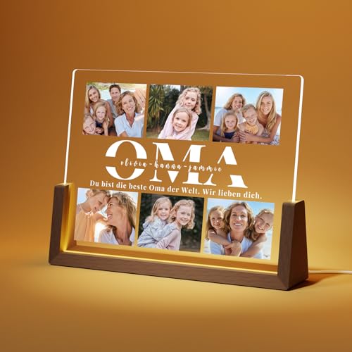 Giftove Muttertagsgeschenk für Oma - Led Bilderrahmen - Oma Geschenk zum Muttertag, Geburtstag- Sinnvolle Geschenke für Oma von Enkel - Beste Oma Geschenke - Personalisierte Geschenke Oma Fotolampe von Giftove