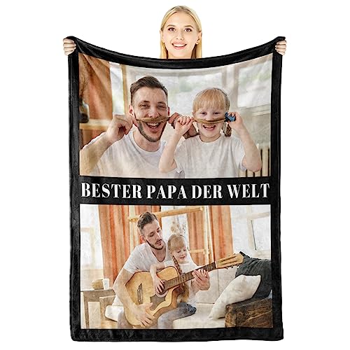 Giftove Personalisierte Geschenke für Männer und Frauen, Decke mit Foto, Kuscheldecke Fotodecke, Dankeschön Klein, Geburtstagsgeschenk Jahrestag Geschenk Papa von Giftove