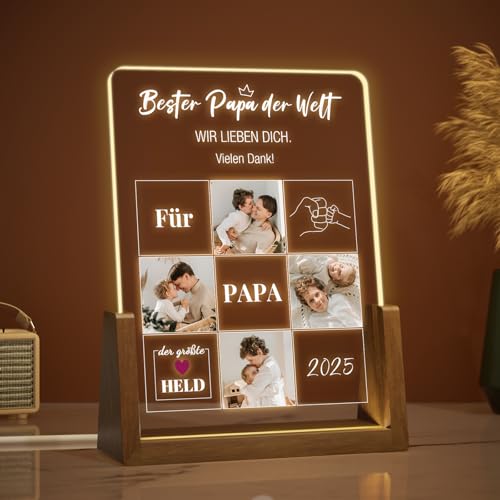 Giftove Vatertagsgeschenke für Papa, Personalisierte Geschenke mit Fotos, Papa Geschenk für Vatertag Geburtstag Weihnachten, Beste Papa der Welt, Papa LED Bilderrahmen Giftove Vatertagsgeschenke für Papa, Personalisierte Geschenke mit Fotos, Papa Geschenk für Vatertag Geburtstag Weihnachten, Beste Papa der Welt, Papa LED Bilderrahmen von Giftove