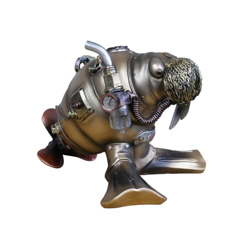 Gifts Direct 2 U Steampunk Walross Scuba Diver Ornament Brozne Design Golden Industrial Statue Figur Home Decor von Gifts Direct 2 U