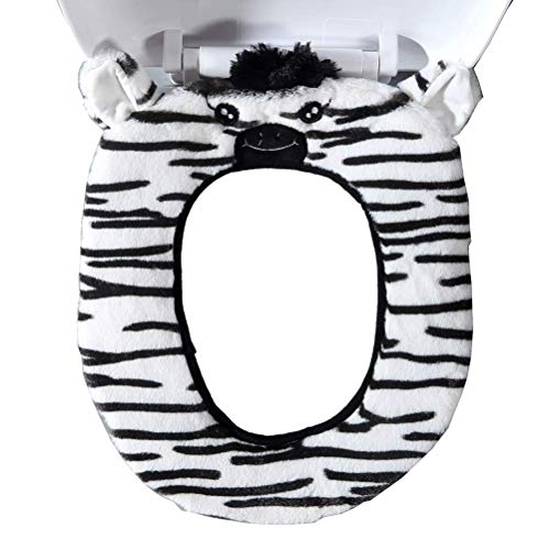 Gifts Treat WC-Sitzbezüge Cute Animal Style WC Zubehör Weiches Plüsch Bad Wärmer Matte (Zebra,35 * 40 cm) von Gifts Treat