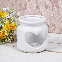 Herzkerze Laterne/Weiß/Grau Herz Kerzenhalter/T-Light Halter/Kerzenglas/Kerzenhalter/Hängendes Teelichthalter/Herz Laterne von GiftsGaloreUKShop