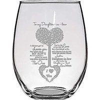 Für Meine Schwiegertochter Baum Herz Regenbogen Süße Sprüche Muttertag - Laser Gravierte Stemless Weingläser von GiftsNMoreLLC