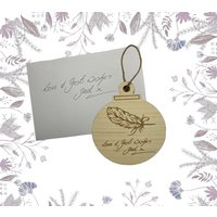 Personalisierte Handgeschriebene Botschaft, Original Handschrift Geschenk, Geschenk Christbaumkugel, Weihnachten Holz Mama Nan Dad Grandad von GiftsandSmilesUK