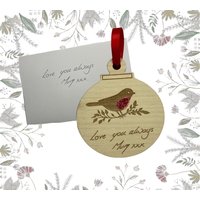 Personalisierte Handgeschriebene Nachricht, Original Handschrift Geschenk, Geschenk Christbaumkugel, Weihnachten Holz Mama Nan Dad Grandad von GiftsandSmilesUK