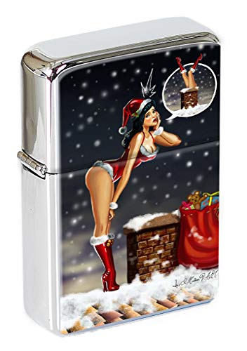 Christmas Pin up Girl Flip Top Feuerzeug in einer Geschenkdose von Giftshop UK