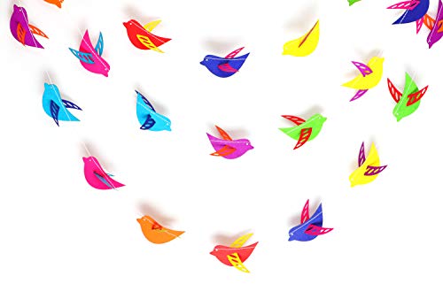 Regenbogen-Girlande mit 3D-Vögeln, 3 m, Papiergirlande, Geburtstagsparty-Dekoration, Hochzeits-Dusch-Dekoration, Kinderzimmerdekoration von Gifttoys