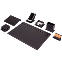 Alde Leder Schreibtisch Set Schwarz 9 Accessoires | Personalisiertes Set Bestes Geschenk Für Alle Kostenloser Versand von Giftyance