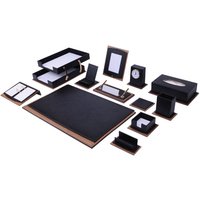 Elegantes Premium Leder Schreibtisch Set Schwarz 14 Accessoires | Personalisiertes Set Bestes Geschenk Für Alle Kostenloser Versand von Giftyance