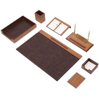 Holz Terra Schreibtisch Set Nussbaum 10 Accessoires | Personalisiertes Set Bestes Geschenk Für Alle Leder Kostenloser Versand von Giftyance