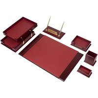 Holz Vision Schreibtisch Set Claret 8 Zubehör | Personalisiertes Set Geschenk Leder Accessoires Kostenloser Versand von Giftyance