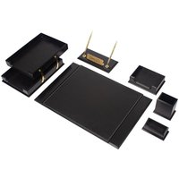 Holz Vision Schreibtisch Set Schwarz 8 Zubehör | Personalisiertes Set Geschenk Leder Accessoires Kostenloser Versand von Giftyance