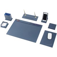 Leder Schreibtisch Set 8 Accessoires Navy Blau | Personalisiertes Bestes Geschenk Für Alle Kostenloser Versand von Giftyance