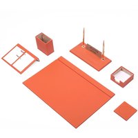 Leder Schreibtisch Set 8 Accessoires Orange | Personalisiertes Set Bestes Geschenk Für Alle Kostenloser Versand von Giftyance