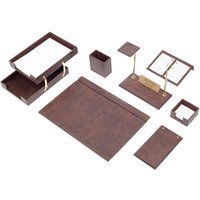 Nexus Leder Schreibtisch Set Braun 10 Accessoires | Personalisiertes Set Bestes Geschenk Für Alle Kostenloser Versand von Giftyance