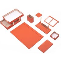 Nexus Leder Schreibtisch Set Orange 10 Accessoires | Personalisiertes Set Bestes Geschenk Für Alle Kostenloser Versand von Giftyance