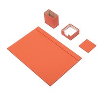 Schreibtisch Lederset 4 Accessoires Orange | Personalisierte Schreibtisch-Set Bestes Geschenk Für Alle Individuelles Kostenloser Versand von Giftyance