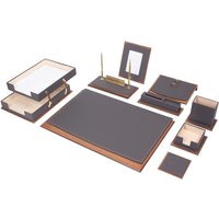 Spica Lux Leder Schreibtisch Set Grau 11 Accessoires | Personalisiertes Set Bestes Geschenk Für Alle Kostenloser Versand von Giftyance