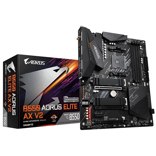 AORUS Elite Gigabyte B550 Brett AX V2 AMD Ryzen 5000/B550/ATX/True 12+2 Phases Digital VRM/PCIe4.0/DDR4/USB3.2 Gen 1/Realtek ALC1200/Intel WiFi 6/2xM.2 Thermal Guard/2.5 GbE LAN/HDMI/DP von Gigabyte