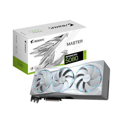 GIGABYTE AORUS GeForce RTX 5080 Master ICE 16G Grafikkarte, WINDFORCE Kühlsystem, 16GB 256-Bit GDDR7, GV-N5080AORUSM ICE-16GD Grafikkarte GIGABYTE AORUS GeForce RTX 5080 Master ICE 16G Grafikkarte, WINDFORCE Kühlsystem, 16GB 256-Bit GDDR7, GV-N5080AORUSM ICE-16GD Grafikkarte von Gigabyte