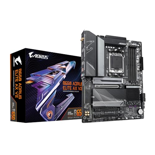 GIGABYTE B650 AORUS Elite AX V2 Mainboard - AMD Ryzen 9000er-Serie, 12+2+2 Phasen VRM, bis zu 8000 MHz DDR5 (OC), 1xPCIe 5.0 + 2xPCIe 4.0 M.2, 2,5 GbE LAN, WiFi 6E, USB 3.2 Gen 2 von Gigabyte