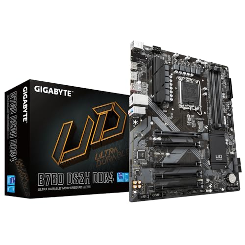GIGABYTE B760 DS3H DDR4 Motherboard - Unterstützt Intel Core 14. Generation CPUs, 18+2+1 Phasen Digital VRM, bis zu 5333MHz DDR4 (OC), 2xPCIe 4.0 M.2, GbE LAN, USB 3.2 Gen 2 von Gigabyte