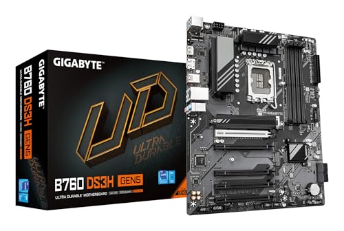 GIGABYTE B760 DS3H GEN5 Mainboard – Unterstützt Intel Core Prozessoren der 14. Generation, 8+2+1 Phasen Digital-VRM, bis zu 5600 MHz DDR5, 2 x PCIe 4.0 M.2, 1 GbE LAN, USB 3.2 Gen 2x2 GIGABYTE B760 DS3H GEN5 Mainboard – Unterstützt Intel Core Prozessoren der 14. Generation, 8+2+1 Phasen Digital-VRM, bis zu 5600 MHz DDR5, 2 x PCIe 4.0 M.2, 1 GbE LAN, USB 3.2 Gen 2x2 von Gigabyte