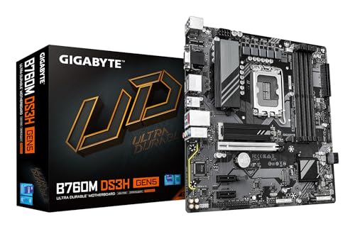 GIGABYTE B760M DS3H GEN5 Mainboard – Unterstützt Intel Core Prozessoren der 14. Generation, digitales VRM mit 6+2+1 Phasen, bis zu 5600 MHz DDR4, 2 x PCIe 4.0 M.2, 2.5GbE LAN, USB 3.2 Gen2 GIGABYTE B760M DS3H GEN5 Mainboard – Unterstützt Intel Core Prozessoren der 14. Generation, digitales VRM mit 6+2+1 Phasen, bis zu 5600 MHz DDR4, 2 x PCIe 4.0 M.2, 2.5GbE LAN, USB 3.2 Gen2 von Gigabyte