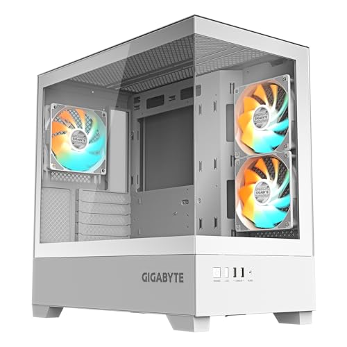 GIGABYTE C201 Panoramic Ice PC-Gehäuse – Mid-Tower, m-ATX, Unterstützung für 360-mm-Radiator, 3 vorinstallierte Lüfter, USB 3.0, unterstützt RGB Fusion GIGABYTE C201 Panoramic Ice PC-Gehäuse – Mid-Tower, m-ATX, Unterstützung für 360-mm-Radiator, 3 vorinstallierte Lüfter, USB 3.0, unterstützt RGB Fusion von Gigabyte