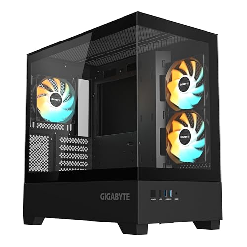 GIGABYTE C201 Panoramic PC-Gehäuse – Mid-Tower, m-ATX, Unterstützung für 360-mm-Radiator, 3 vorinstallierte Lüfter, USB 3.0, unterstützt RGB Fusion GIGABYTE C201 Panoramic PC-Gehäuse – Mid-Tower, m-ATX, Unterstützung für 360-mm-Radiator, 3 vorinstallierte Lüfter, USB 3.0, unterstützt RGB Fusion von Gigabyte