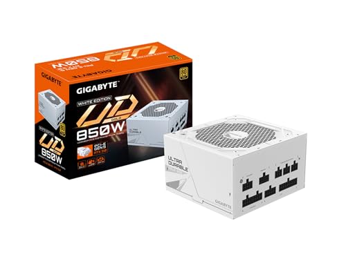 GIGABYTE GP-UD850GM PG5W PCIE 5 ATX 3.0 Vollmodulares Gaming-Netzteil – 80 Plus Gold Zertifiziert 850 W – japanische Kondensatoren – ATX-Netzteil (weiß) von Gigabyte