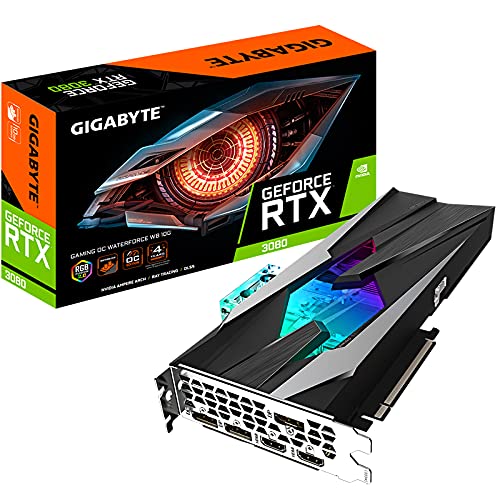 GIGABYTE GeForce RTX 3080 Gaming OC WATERFORCE WB 10G Grafikkarte, WATERFORCE Wasserblock-Kühlsystem, 10 GB 320-Bit GDDR6X, GV-N3080GAMINGOC WB-10GD Grafikkarte von Gigabyte