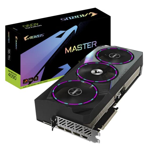 GIGABYTE GeForce RTX 4090 AORUS MASTER 24GB Graphics Card - 24GB GDDR6X, 384bits, LCD Edge View, RGB fusion, Core 2550Mhz, Metal back plate, DP 1.4, HDMI 2.1a, NVIDIA DLSS 3, GV-N4090AORUS M-24GD von Gigabyte