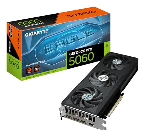 GIGABYTE GeForce RTX 5060 Eagle MAX OC 8G Grafikkarte – 8 GB GDDR7, 128 Bit, PCI-E 5.0, 2550 MHz Kerntakt, 3 x DisplayPort, 1 x HDMI, NVIDIA DLSS 4, GV-N5060EAGLEMAX OC-8GD 1.0 GIGABYTE GeForce RTX 5060 Eagle MAX OC 8G Grafikkarte – 8 GB GDDR7, 128 Bit, PCI-E 5.0, 2550 MHz Kerntakt, 3 x DisplayPort, 1 x HDMI, NVIDIA DLSS 4, GV-N5060EAGLEMAX OC-8GD 1.0 von Gigabyte