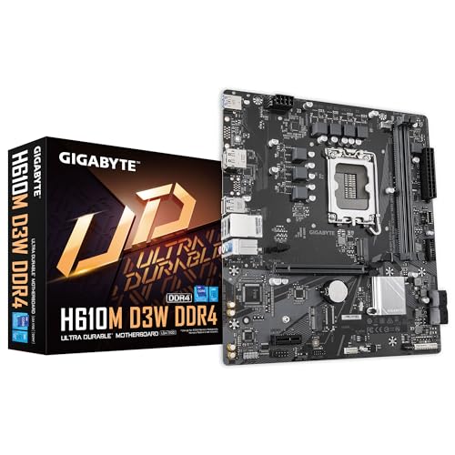 GIGABYTE H610M D3W DDR4 Mainboard - Unterstützt 14. Gen. Intel Core CPUs, 5+1+1 Phasen VRM, bis zu 3200 MHz DDR4, 1xPCIe 3.0 M.2, 1 GbE LAN, USB 3.2 Gen 1 von Gigabyte