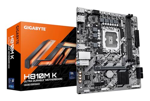 GIGABYTE H810M K Mainboard – Intel Core Ultra (Serie 2) Prozessoren, 3+1+2 Phasen VRM, bis zu 6400 MHz DDR5, 1 x M.2 PCIe 4.0, 1 GbE LAN, USB 3.2 Gen 1 GIGABYTE H810M K Mainboard – Intel Core Ultra (Serie 2) Prozessoren, 3+1+2 Phasen VRM, bis zu 6400 MHz DDR5, 1 x M.2 PCIe 4.0, 1 GbE LAN, USB 3.2 Gen 1 von Gigabyte