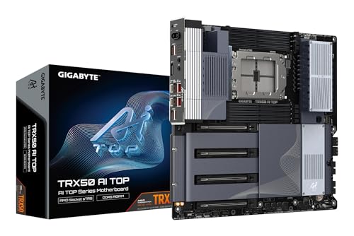 GIGABYTE TRX50 AI TOP-2B Mainboard – Unterstützt AMD Ryzen Threadripper PRO 7000 CPUs, digitales 16+8+4 Phasen VRM, bis zu 5200 MHz DDR5, 4 x PCIe 5.0 M.2, Wi-Fi 7, 10 GbE LAN, USB 4 GIGABYTE TRX50 AI TOP-2B Mainboard – Unterstützt AMD Ryzen Threadripper PRO 7000 CPUs, digitales 16+8+4 Phasen VRM, bis zu 5200 MHz DDR5, 4 x PCIe 5.0 M.2, Wi-Fi 7, 10 GbE LAN, USB 4 von Gigabyte