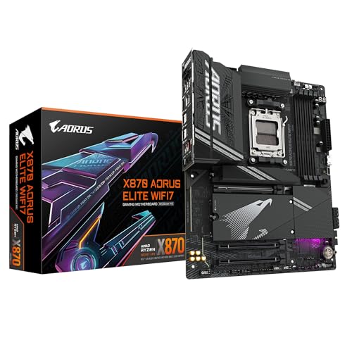 GIGABYTE X870 A Elite WIFI7-Mainboard - Unterstützt AMD Ryzen 9000 CPUs, 16+2+2 Phasen VRM, bis zu 8000MHz DDR5 (OC), 3xPCIe 5.0, Wi-Fi 7, 2.5GbE LAN, USB 4 von Gigabyte