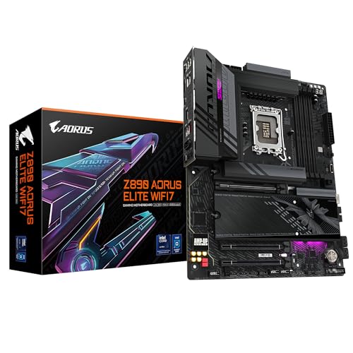 GIGABYTE Z890 AORUS Elite WIFI7 Motherboard - Unterstützt Intel Core Ultra (Serie 2) CPUs, 16+1+2 Phasen VRM, bis zu 8800MHz DDR5 (OC), 1xPCIe 5.0 + 3xPCIe 4.0, Wi-Fi 7, 2.5GbE LAN, Thunderbolt 4 von Gigabyte