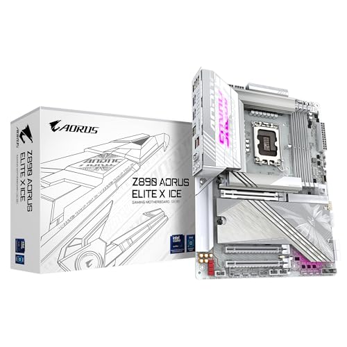 GIGABYTE Z890 AORUS Elite X Ice Motherboard - Unterstützt Intel Core Ultra (Serie 2) CPUs, 16+1+2 Phasen VRM, bis zu 9500MHz DDR5 (OC), 1xPCIe 5.0 + 4xPCIe 4.0, Wi-Fi 7, 2.5GbE LAN, Thunderbolt 4 von Gigabyte