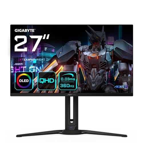Gigabyte AORUS FO27Q3 27” OLED Gaming Monitor - 2560 x 1440 (QHD), 360Hz, 0,03ms, KVM, 250 cd/m², FreeSync Premium Pro, DisplayHDR True Black 400, HDMI 2.1 von Gigabyte