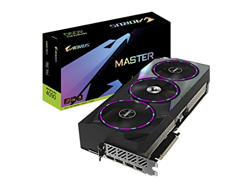 Gigabyte AORUS GeForce RTX 4090 Master 24G Grafikkarte, 3 x WINDFORCE Lüfter, 24 GB 384-Bit GDDR6X, GV-N4090AORUS M-24GD Grafikkarte von Gigabyte